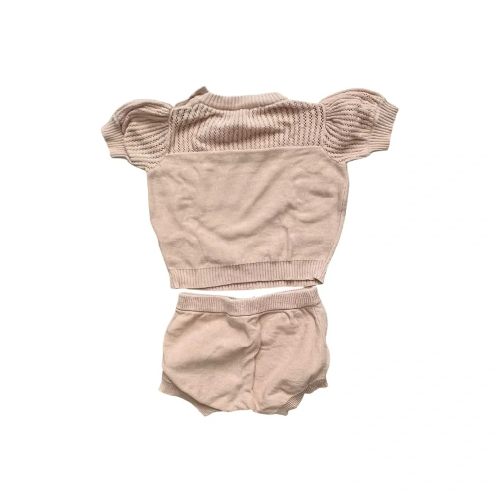 Jessica Simpson baby Pointelle 6-9 months peachy pink top and bloomers